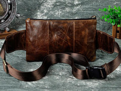 Vintage Leather Mens Fanny Pack Waist Pack Hip Pack Belt Bag for Men