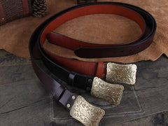 Genuine Leather Punk Rock Biker Trucker Mens Floral Belt Men Black Coffee Belt for Men