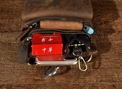 Vintage Mens Leather Belt Pouch Holster Side Bag Belt Case Waist Pouch for Men