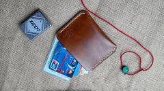 Handmade Leather Mens Slim Front Pocket Wallet Leather Small Wallets  for Men