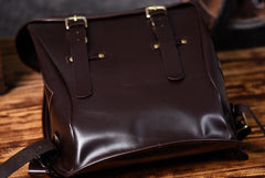 Handmade Leather Mens Cool Backpack Large Black Travel Backpack Hiking Backpack for men