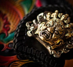 Handmade Leather Monster Mens Chain Biker Wallets Cool Tooled Leather Wallet Long Wallets for Men