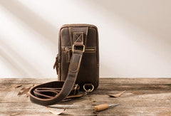 Cool Leather Mens Sling Bag Sling Shoulder Bags Chest Bag for men