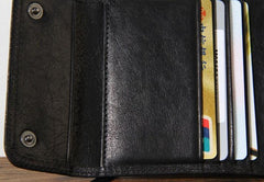 Genuine Leather Mens Cool billfold Leather Wallet Men Small Wallets Trifold for Men