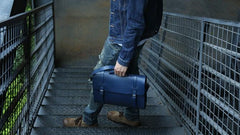 Blue Leather Mens Briefcase Messenger Bag Handbag Shoulder Bag for men