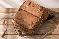 Brown Mens Leather Backpacks Travel Backpacks Laptop Backpack for men