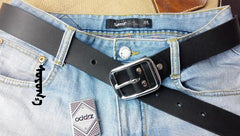 Handmade Black Leather Mens Belt Leather Belt for Men