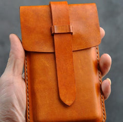 Handmade Leather Belt Pouch Mens Waist Bag Phone holsters for Men