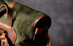 Green Canvas Mens Cool Backpack Large Travel Backpack Canvas Hiking Backpack for Men