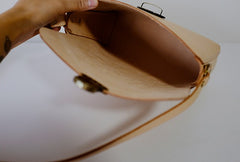 Handmade Leather Beige Womens Vintage Crossbody Purse Shoulder Bag for Women