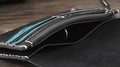 Handmade Genuine Leather Mens Cool Long Leather Wallet Bifold Clutch Wallet for Men