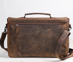 Vintage Coffee Leather Mens Briefcase Work Bag Laptop Bag Business Bag for Men