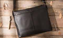 Black Cool Leather Mens Large Messenger Bags Shoulder Bags  for Men