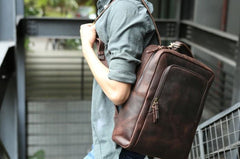 Vintage Leather Mens Backpacks Travel Backpack Laptop Backpack for men