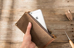 Cool Canvas Leather Mens Bifold Long Cards Wallet Long Wallet for Men