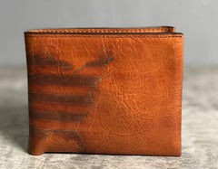 Handmade Leather Mens Cool Slim billfold Leather Wallet Men Small Wallets Bifold for Men