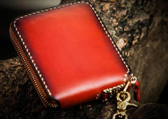 Mah¨¡k¨¡la Leather Brown Small Biker Wallet Mens Cool billfold Chain Wallet Trucker Wallet with Chain