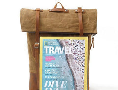 Cool Waxed Canvas Leather Mens Backpacks Canvas Travel Backpack Canvas School Backpack for Men