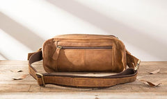 Vintage Leather Fanny Packs Mens Waist Bag Hip Pack Belt Bag for Men