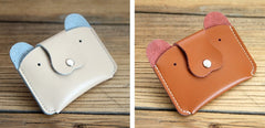 Cute LEATHER Womens Small Dog Change Wallet Leather Card Wallet FOR Women