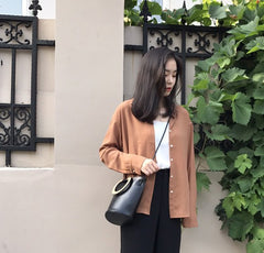 Cute Leather Black Womens Mini Bucket Purse Handbag Barrel Shoulder Bag for Women