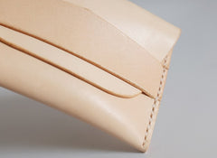 Handmade LEATHER Beige Womens Small Card Wallet Leather Small Coin Change Wallet FOR Women