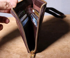leather zip wallet mens long leather wallet zip around wallet long wallets for men 