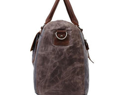 Mens Waxed Canvas Leather Large Weekender Bag Canvas Travel Bag for Men