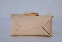 Handmade Leather Small Beige Womens Tote Shoulder Bag Handbag Purse Tassels for Women