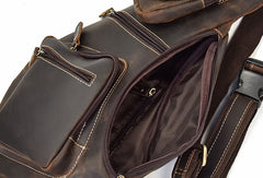 Genuine Leather Cool Chest Bag CrossBody Sling Bag Travel Bag Hiking Bag For Men