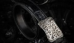Handmade Leather Black Mens Belts Cool Leather Men Belt for Men