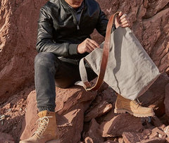 Mens Canvas Gray Cool Bucket Courier bag Messenger Bag Canvas Side Bag for Men