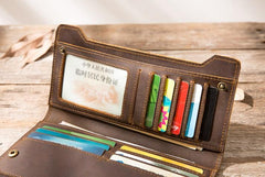 Vintage Cool Mens long Wallet Leather Wallet Long Wallet for Men