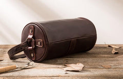 Cool Leather Mens Barrel Shoulder Bag Coffee Messenger Bags for Men