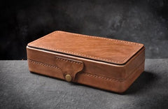 Handmade Leather Mens Box Wallet Wristlet Clutch Wallet Cigarette Box for Men