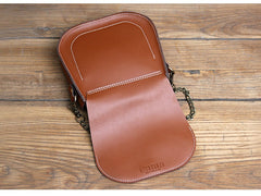 Cute Black LEATHER Flip Side Bag Handmade WOMEN Saddle Phone Crossbody BAG Purse FOR WOMEN