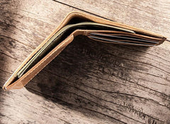 Cool Leather Men Small Wallet Bifold Vintage billfold Wallet for Men