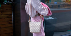 Cute Leather Beige Braided Womens Small Crossbody Purse Mini Shoulder Bag for Women
