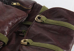 Genuine Leather Mens Cool Backpack Large Coffee Travel Backpack Hiking Backpack for men