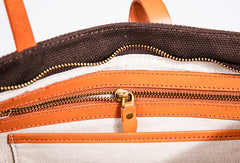 Handmade Genuine Leather Canvas Handbag Tote Shopper Bag Purse Handbag Shoulder Bag Purse For Women - EverHandmade