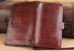 Genuine Leather Mens Cool Biker Chain Wallet Long Leather Wallet Slim Clutch Wristlet Wallet for Men