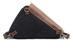 Mens Waxed Canvas Leather Triangular Side Messenger Bag Canvas Courier Bags for Men