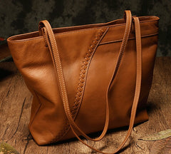 Fashion Handmade Brown Leather Tote Bag Shopper Bag Tote Purse For Women