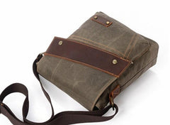 Mens Waxed Canvas Small Side Bag Messenger Bag Canvas Courier Bag for Men
