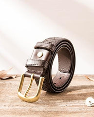 Handmade Cool Braided Leather Mens Belt Leather Belt for Men