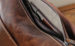 Handmade Genuine Leather Mens Cool Messenger Bag Sling Bag Chest Bag Bike Bag Cycling Bag for men