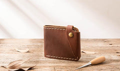 Handmade Leather Mens Small Wallets Bifold Slim billfold Front Pocket Wallet for Men