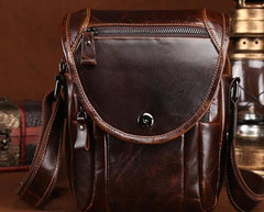Cool Coffee Small Mens Leather Side Bag Messenger Bag Shoulder Bag for Men
