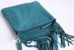 Vintage WOMENs LEATHER Tassels Shoulder Bag Handmade Crossbody Purse With tassels