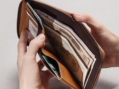 Vintage Leather Mens Small Wallet Zipper billfold Wallet for Men
